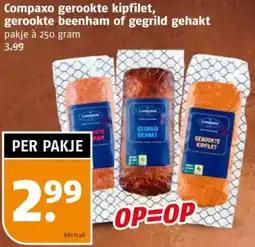 Poiesz Compaxo gerookte kipfilet, gerookte beenham of gegrild gehakt aanbieding