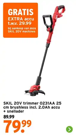 GAMMA SKIL 20V trimmer 0231AA 25 cm brushless incl. 2.0Ah accu + snellader aanbieding