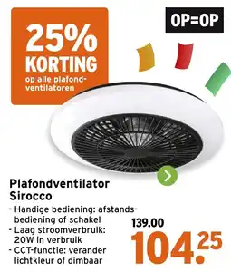 GAMMA Plafondventilator Sirocco aanbieding