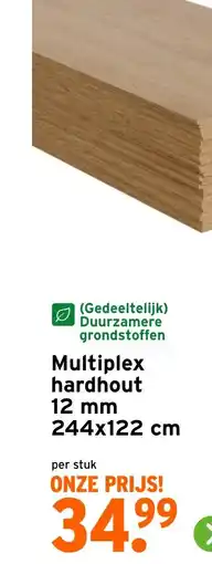 GAMMA Multiplex hardhout 12 mm 244 x 122 cm aanbieding