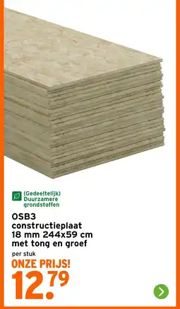 GAMMA OSB3 constructieplaat 18 mm 244 x 59 cm met tong en groef aanbieding