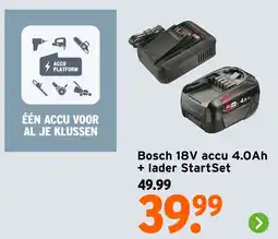 GAMMA Bosch 18V accu 4.0Ah + lader StartSet aanbieding