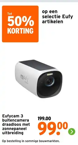 GAMMA Eufycam 3 buitencamera draadloos met zonnepaneel uitbreiding aanbieding