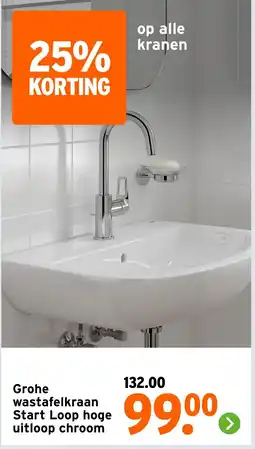 GAMMA Grohe wastafelkraan Start Loop hoge uitloop chroom aanbieding