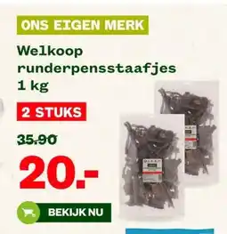 Welkoop Welkoop runderpensstaafjes 1 kg aanbieding