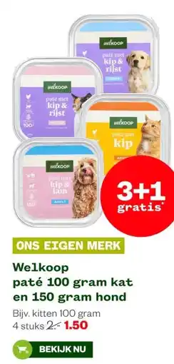 Welkoop Welkoop paté 100 gram kat en 150 gram hond aanbieding