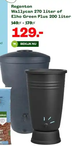 Welkoop Regenton Wallycan 270 liter of Elho Green Plus 200 liter aanbieding