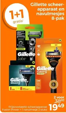 Trekpleister Gillette scheer- apparaat en navulmesjes 8-pak aanbieding
