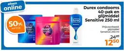 Trekpleister Durex condooms 40-pak en glijmiddel Sensitive 250 ml aanbieding