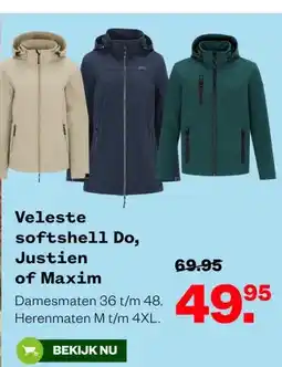 Welkoop Veleste softshell Do,Justien of Maxim aanbieding