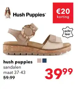 Scapino Hush Puppies leren dames sandalen beige aanbieding