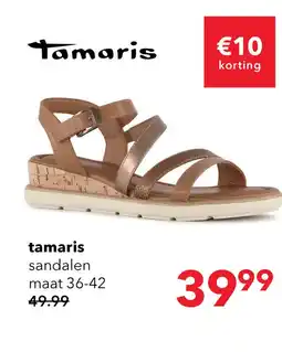 Scapino Tamaris dames sandalen met sleehak cognac aanbieding