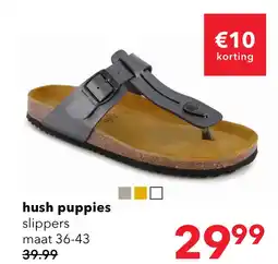 Scapino Hush Puppies dames bio teenslippers zwart aanbieding