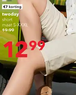 Scapino TwoDay dames bermuda met gevlochten riem ecru aanbieding