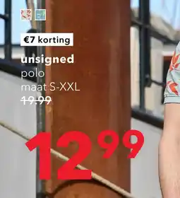 Scapino Unsigned heren polo met bladerenprint lichtblauw aanbieding
