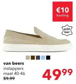 Scapino Van Beers suede heren instappers beige aanbieding