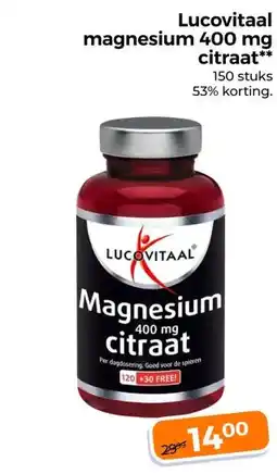 Trekpleister Lucovitaal magnesium 400 mg citraat aanbieding