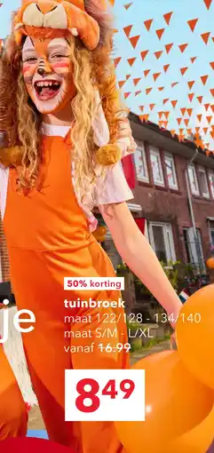 Scapino WK kinder tuinbroek met afneembare staart oranje aanbieding