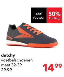 Scapino Dutchy IC kinder zaalvoetbalschoenen blauw oranje aanbieding