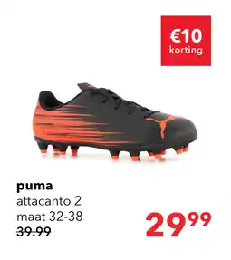 Scapino Puma Attacanto II MG kinder voetbalschoenen zwart oranje aanbieding