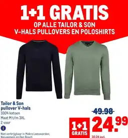 Makro OP ALLE TAILOR & SON V-HALS PULLOVERS EN POLOSHIRTS aanbieding