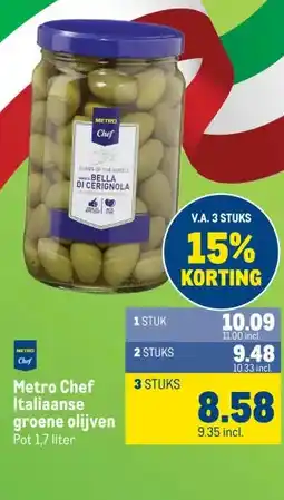 Makro Metro Chef Italiaanse groene olijven aanbieding
