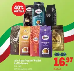 Makro Alle Segafredo of Pellini koffiebonen aanbieding