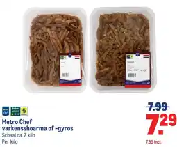 Makro Metro Chef varkensshoarma of -gyros aanbieding