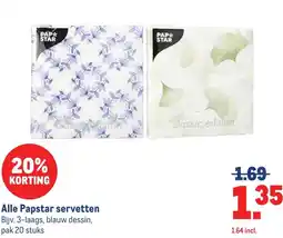 Makro Alle Papstar servetten aanbieding