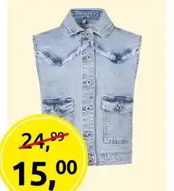 Jola Mode Gilet bleached denim aanbieding