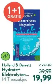 Holland & Barrett Hydrate+ Elektrolyten Magnesium - 14 sticks aanbieding