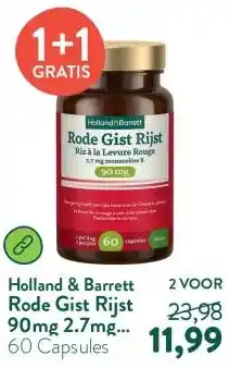 Holland & Barrett Rode Gist Rijst 90mg 2.7mg Monacoline K aanbieding