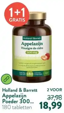 Holland & Barrett Appelazijn Poeder 300mg - 180 tabletten aanbieding