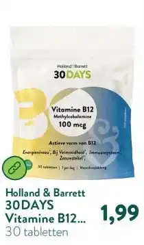 Holland & Barrett 30DAYS Vitamine B12 Methylcobalamine 100mcg aanbieding