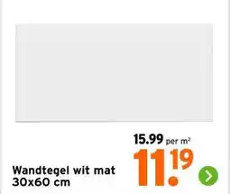 GAMMA Wandtegel wit mat 30x60 cm aanbieding