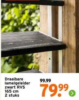 GAMMA Draaibare lamelgeleider zwart RVS 165 cm 2 stuks aanbieding