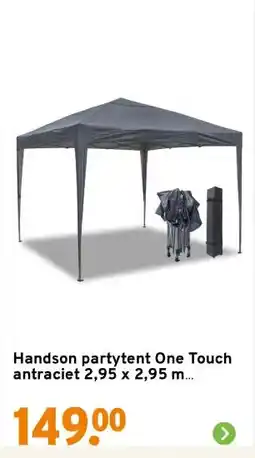 GAMMA Handson partytent One Touch antraciet 2,95 x 2,95 m waterafstotend aanbieding