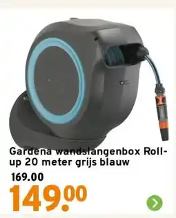 GAMMA Gardena wandslangenbox Roll-up 20 meter grijs blauw aanbieding