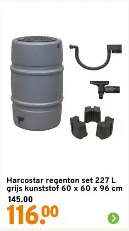 GAMMA Harcostar regenton set 227 L grijs kunststof 60 x 60 x 96 cm aanbieding
