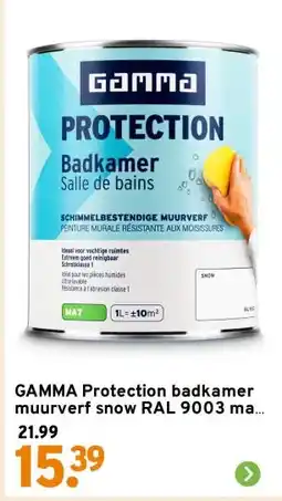 GAMMA GAMMA Protection badkamer muurverf snow RAL 9003 mat 1 liter aanbieding