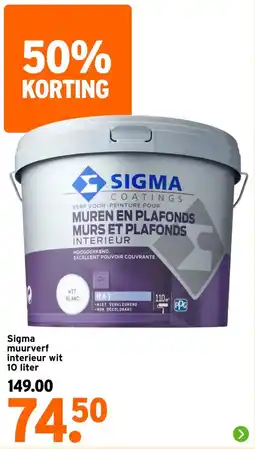 GAMMA Sigma muurverf interieur wit 10 liter aanbieding