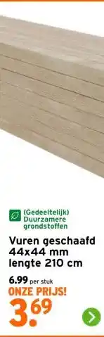 GAMMA Vuren geschaafd 44x44 mm lengte 210 cm aanbieding