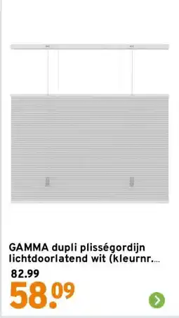 GAMMA GAMMA dupli plisségordijn lichtdoorlatend wit (kleurnr. 6001) 60x180 cm (bxh) aanbieding