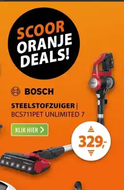 Expert Bosch BCS711PET Unlimited 7 Rood aanbieding
