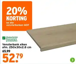 GAMMA Vensterbank eiken afm. 250x30x2.8 cm aanbieding