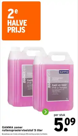 GAMMA GAMMA zomer ruitensproeiervloeistof 5 liter aanbieding