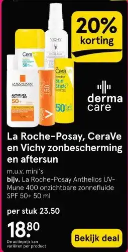 Etos La Roche-Posay, CeraVe en Vichy zonbescherming en aftersun aanbieding