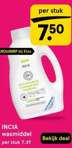Etos INCIA wasmiddel aanbieding