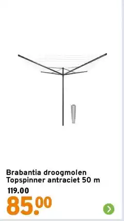 GAMMA Brabantia droogmolen Topspinner antraciet 50 m aanbieding