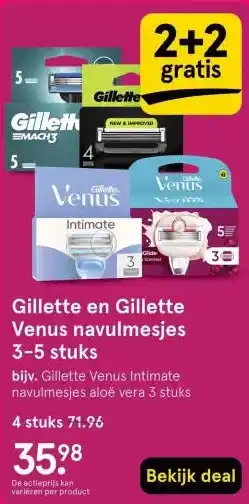 Etos Gillette en Gillette Venus navulmesjes 3-5 stuks aanbieding